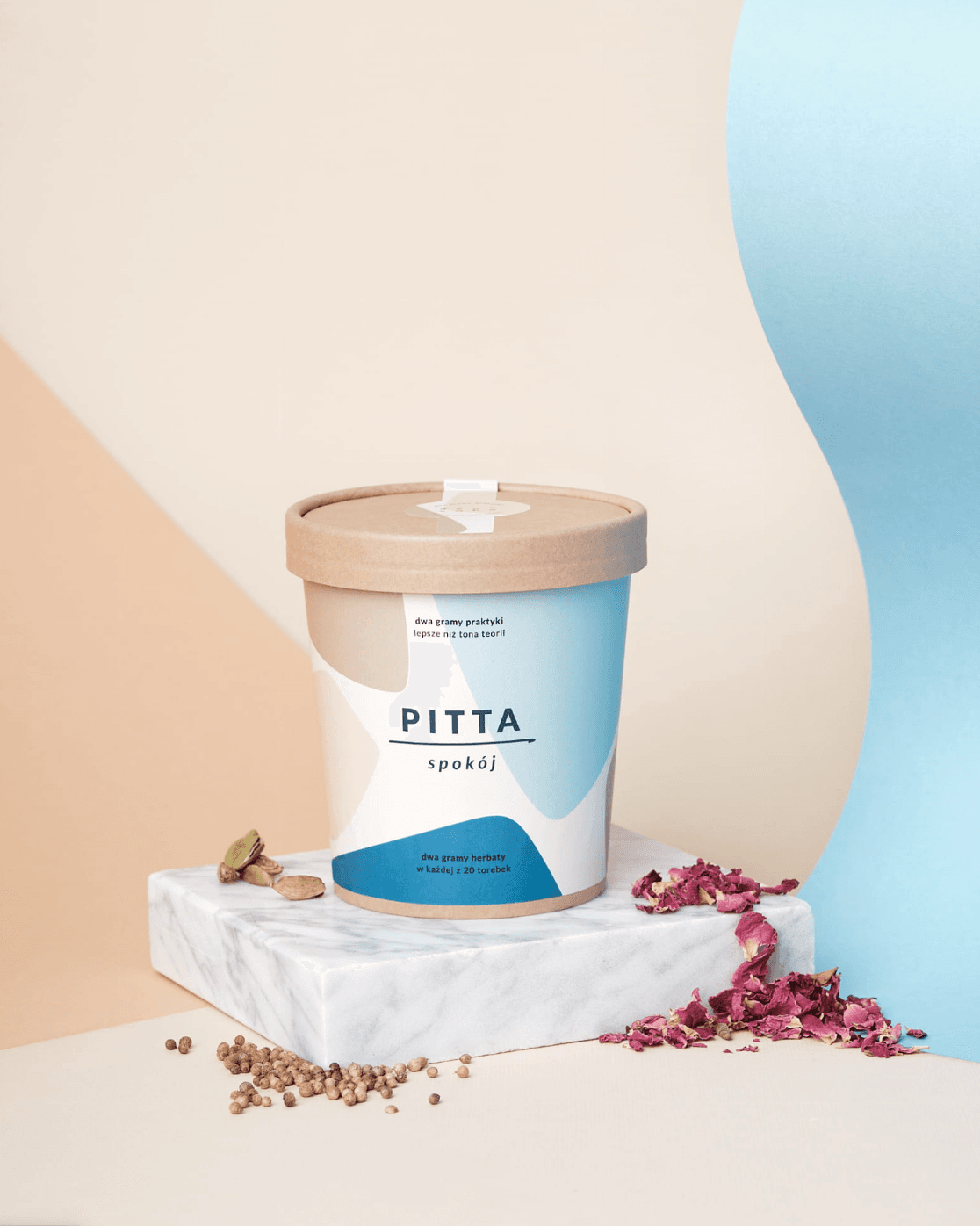 herbata spokój w opakowaniu papierowym, a w nim biodegradowalne torebki z herbatą